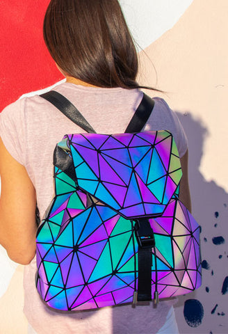 Holographic Geometric Color Changing Large Backpack – Neon Culture